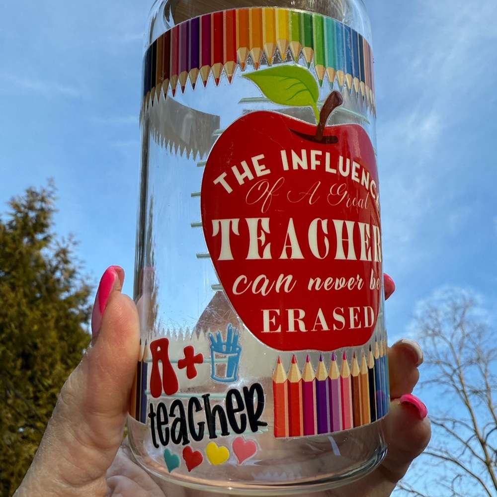 Colorful Teacher Appreciation Glass Jar